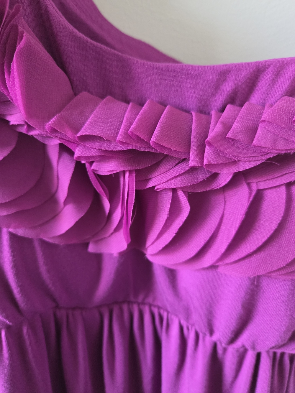 One-Shoulder Ruffle Top in Bright Magenta - Picture 2 of 5